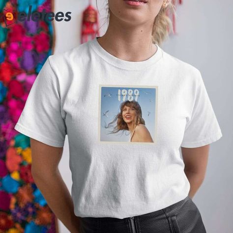 Taylor Swift 1989 Shirt H.e.r Album Cover, 1989 Shirt, Xmas List, Taylor Swift 1989, Blue Square, Her Music, Eras Tour, White T, White Tshirt