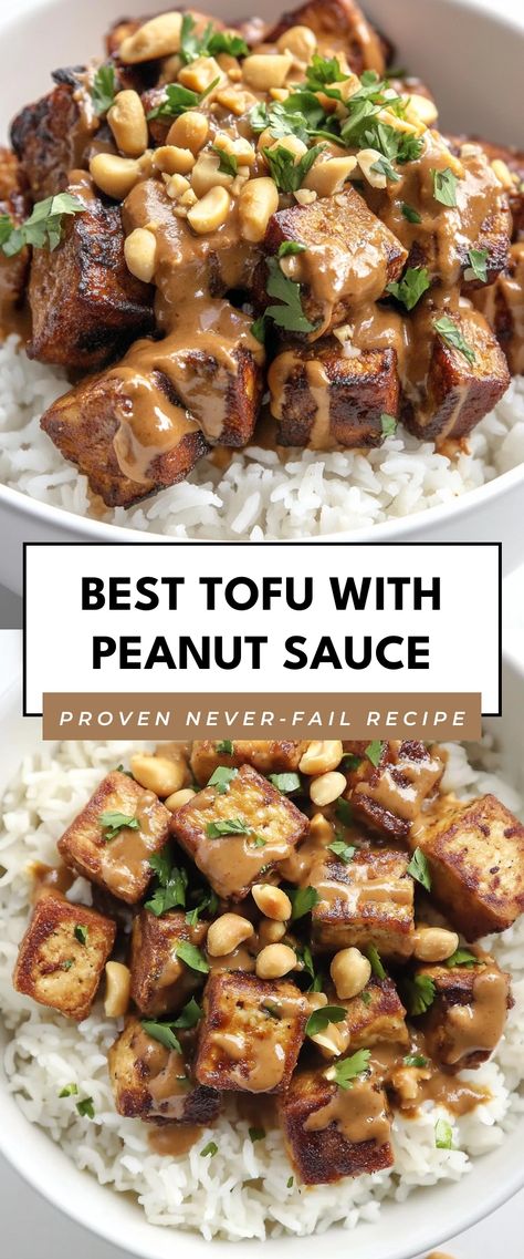 Image for Best Tofu with Peanut Sauce Tofu In Peanut Sauce, Fun Meal Prep, Tofu With Peanut Sauce, Peanut Butter Tofu, Tofu Dinner, Peanut Tofu, Best Tofu, Tofu Sauce, Tofu Recipes Healthy