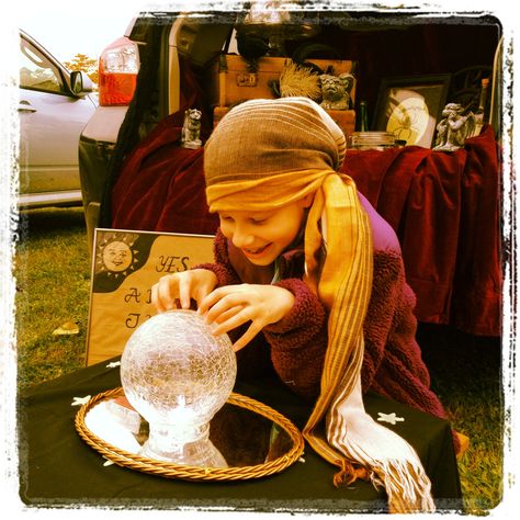 Fortune Teller Trunk Or Treat Ideas, Fortune Teller Trunk Or Treat, Trunk Or Treat Halloween, Fortune Teller Costume, Haunted Carnival, Trunk Ideas, Haunted Maze, Trunk Or Treat Ideas, Neighborhood Party