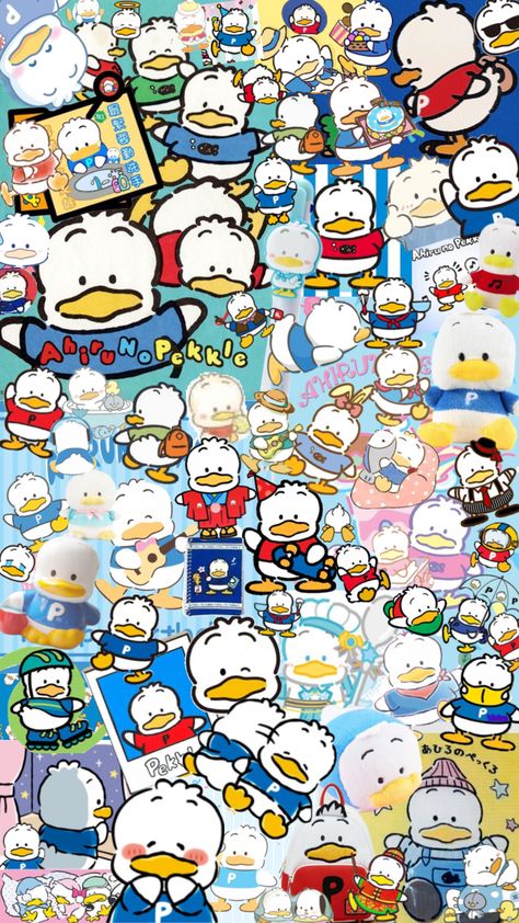 Pekkle #sanrio #sanriocore #aesthetic #blue #yellow #mood #inspo #pinterest #fyp Sanrio Pochacco Aesthetic, Pekkle Wallpapers, Duck Wallpaper, Baby Ducks, Sanrio Characters, Art Wallpaper, Aesthetic Wallpapers, Cute Wallpapers, Hello Kitty