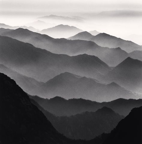 Love the gradients, sense of depth. (Michael Kenna) Huangshan Mountains, Anhui China, Photos Black And White, Huangshan, Black And White Photo Wall, Landscape Photography Tips, Landscape Edging, Black And White Landscape, Black And White Photograph