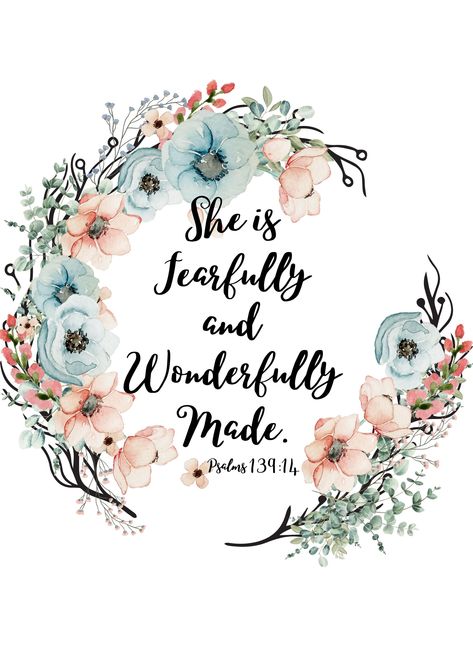 Wonderfully And Fearfully Made, Bible Verse Background, Fearfully And Wonderfully Made, Wonderfully Made, Bible Verses Quotes Inspirational, Bible Quotes Prayer, Shirt Png, Christian Quotes Inspirational, Bible Encouragement