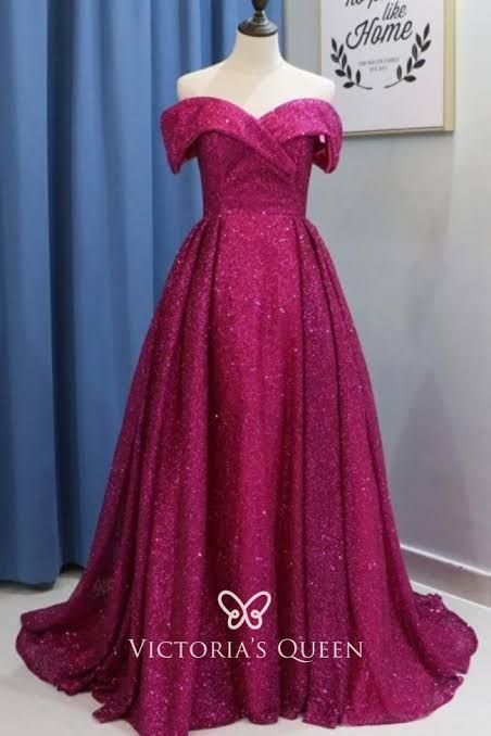 Magenta Prom Nails, Military Ball Dress, Prom Dresses Off The Shoulder, Magenta Dress, Long Formal Gowns, Long Prom Gowns, Military Ball, Prom Dresses For Sale, Prom Dress Styles