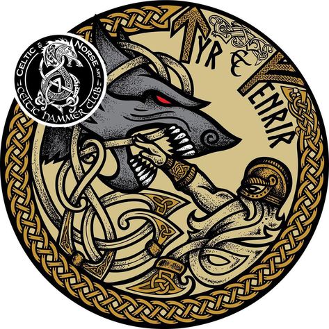 Happy Tyr’s Day. This is a logo I did for @tyr_and_fenrir . Tyr is a Norse god of war who is known for his great courage. Týr was brave… Fenrir Tattoo, Norse Mythology Tattoo, Alchemy Tattoo, Norse Myth, Norse Tattoo, Nordic Tattoo, Mythology Tattoos, Geniale Tattoos, Norse Runes