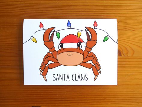 Pun Greeting Cards, Whimsical Christmas Cards, Christmas Pun Cards, Christmas Card Puns, Pretty Christmas Cards, Beach Christmas Card, Pun Cards, Handcrafted Christmas Cards, Cute Christmas Cards