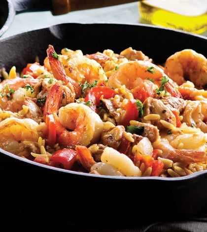 Orzo Paella, Shrimp Orzo, Low Carb Spaghetti, Clean Chicken Recipes, Cajun Jambalaya, Orzo Recipe, Clean Eating Chicken, Chicken Shrimp, Orzo Recipes