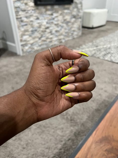 Tan And Neon Nails, Stiletto Nails Neon, Nails Neon, Nail Candy, Manicure Ideas, Pink Acrylic Nails, Neon Nails, Yellow Nails, Stiletto Nails