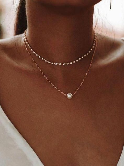 Kalung Choker, Dainty Diamond Necklace, Rhinestone Choker Necklace, Diamond Solitaire Necklace, Rhinestone Choker, Pearl Pendant Necklace, Girly Jewelry, Dainty Jewelry, Pearl Pendant