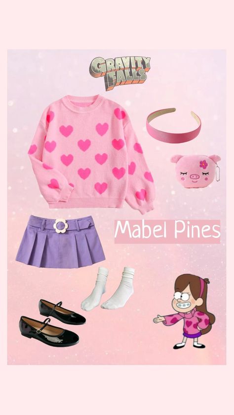 Mabel Pines Aesthetic Outfits, Mabel Pines Outfits Style, Mabel Pines Outfits, Gravity Falls Outfit, Mabel Pines Costume, Candy Gravity Falls, Mabel Outfits, Mabel Pines Aesthetic, Mabel Pines Sweaters