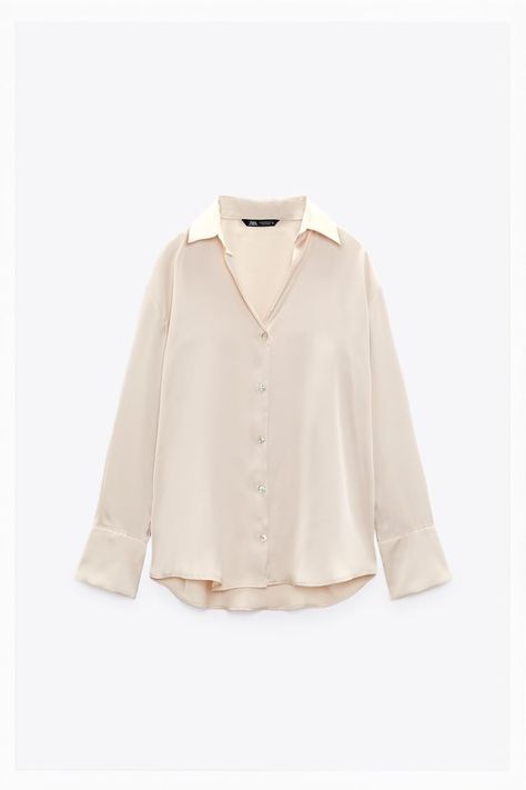 Women's Shirts & Blouses | ZARA Canada Cream Satin Dress, Oversized Poplin Shirt, Oversized Striped Shirt, Satin Shirt Dress, Shirt Blouses Women's, Pretty Shirts, Zara Shirt, Zara Blouse, Satin Shirt