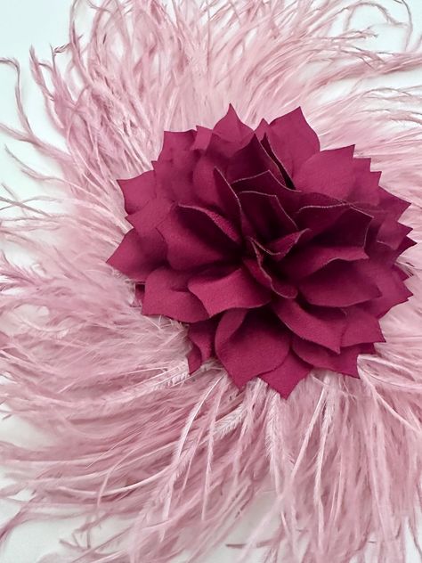 Burgundy Wine, Dusty Rose, Blush, Hot Pink Flower Feather Fascinator Clip  or Brooch  Pin, Wedding Fascinator,  Custom Feather Hair clip Hot Pink Flowers, Feather Fascinator, Feather Hair Clips, Feather Hair, Fascinator Headband, Wedding Fascinators, Feather Fascinators, Rose Blush, Boutique Hair Bows