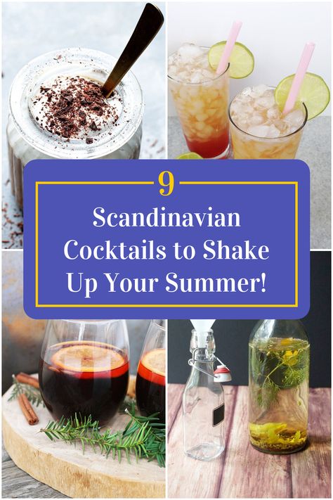 Collage of 4 scandinavian cocktails. Scandinavian Cocktails, Cocktails To Try, Scandinavian Food, Cozy Night, Delicious Cocktails, Summer Cocktails, Party Drinks, Cozy Winter, Mixology