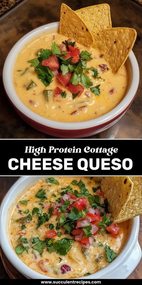 Dive into this Creamy High Protein Cottage Cheese Queso, a delicious and nutritious dip that’s perfect for snacking! Packed with protein and flavor, it’s a healthier twist on classic queso. Healthier Queso Dip, Laughing Cow Cheese Recipes Keto, Queso Cottage Cheese, Protein Snacks Cottage Cheese, Recipes With Laughing Cow Cheese, Protein Snacks Savory, Cottage Cheese Soup, Easy Cottage Cheese Recipes, Protein Dips