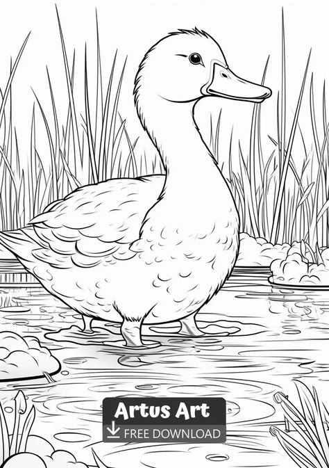 Duck Coloring Page - Free PDF Download Coloring Page. #freedownload #duckcoloringpage #duck Birds Coloring Pages, Cartoons Sketches, Farm Coloring Pages, Drawing Birds, Bird Coloring, Cow Colour, Big Birds, Animal Drawings Sketches, Bird Coloring Pages