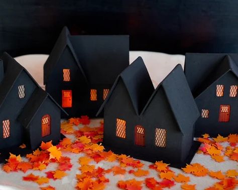 Let's Make a Halloween Village! DIY Putz Houses Halloween Village Houses Diy, Halloween Putz Houses, Diy Halloween Village Houses, Halloween Village Diy, Diy Putz House, Gothic Village, Diy Halloween Village, House Kits, Putz House