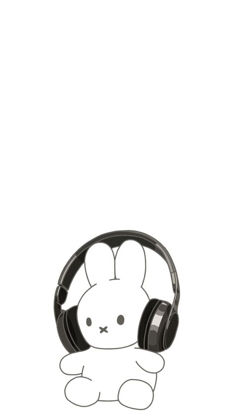 Cute Headphones Wallpaper, Miffy Wallpaper, Headphones Drawing, Happy Wallpaper, Bunny Drawing, Bunny Wallpaper, Cute Pastel Wallpaper, Cute Pokemon Wallpaper, White Bunny