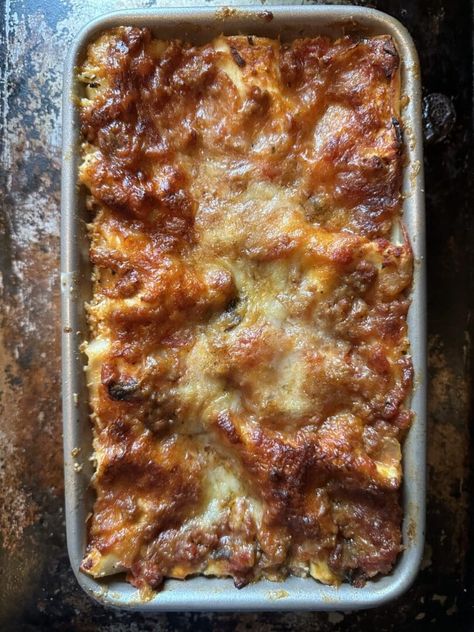 LASAGNA LOAF - The Katz Tales Loaf Pan Lasagna For Two, Bread Pan Lasagna, Lasagna In A Loaf Pan, Lasagna Loaf, Loaf Pan Lasagna, Lasagna For Two, Pan Lasagna, Turkey Bolognese, Oven Ready Lasagna