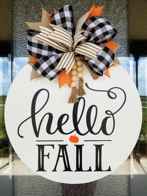 Farmhouse Door Hanger, Fall Craft Fairs, Fall Wood Signs, Fall Door Hanger, Door Crafts, Farmhouse Door, Its Done, Wooden Signs Diy, Door Signs Diy