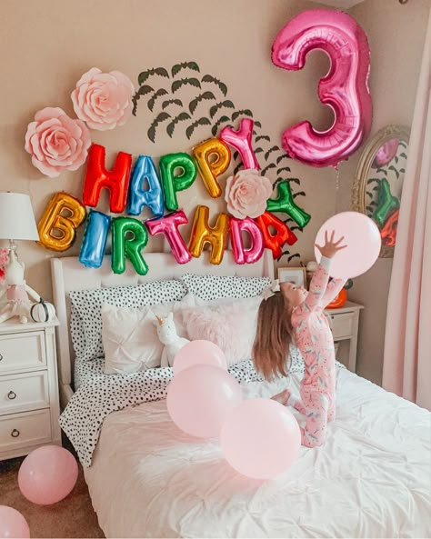 3rd birthday surprise Happy Birthday Morning Surprise, 3rd Birthday Morning Surprise, Birthday Room Surprise Kids, Birthday Morning Decorations, Baby Girl 3rd Birthday Ideas, Birthday Room Decorations Surprise Girl, Kids Birthday Morning Surprise, Morning Birthday Surprise For Kids, Toddler Birthday Morning Surprise