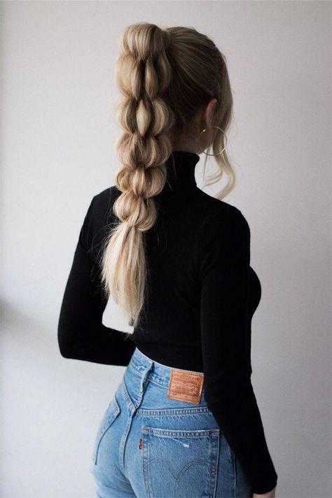 BRAIDED PONYTAIL HAIRSTYLE | www.alexgaboury.com #hairstyles #ponytail #longhair #hairbraids Unique Braided Hairstyles, Fesyen Rambut, Vlasové Trendy, Braided Ponytail Hairstyles, Fishtail Braid, Long Blonde, 짧은 머리, Short Hairstyle, Peinados Faciles