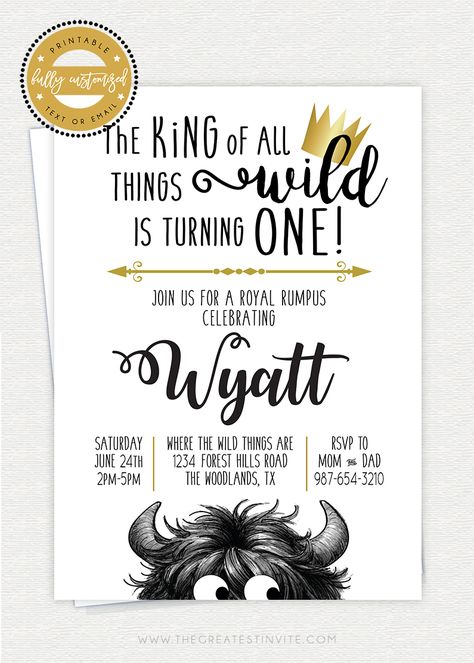 Wild Things Birthday Party, Wild First Birthday, Wild Things Birthday, 1st Birthday Invitations Boy, Baby First Birthday Themes, Wild Birthday Party, Boys 1st Birthday Party Ideas, Baby Birthday Themes, Wild One Birthday