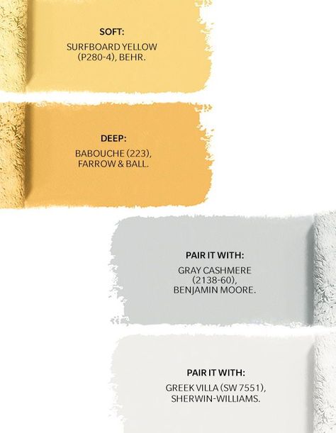 Farrow Ball Babouche, Babouche Farrow And Ball, Yellow Bathroom Ideas, Greek Villa, Yellow Paint Colors, Ppg Paint, Yellow Bathroom, Gray Cashmere, Greek Villas