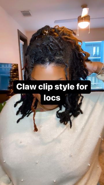 Locs With Clips, Claw Clip Loc Hairstyles, Loc Claw Clip Hairstyles, Claw Clip Hairstyles Locs, Locs With Claw Clips, Claw Clip On Locs, Loc Accessories Black Women, Locs Claw Clip, Claw Clip Locs