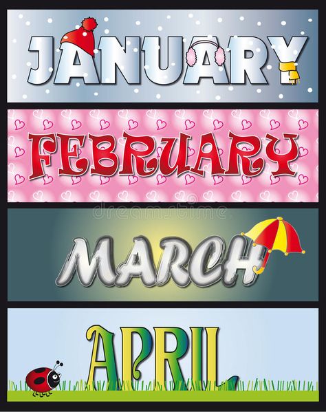 January february march april February Images, Attendance Chart, Word Drawings, Arts Month, October Calendar, February Nails, January February March, Diy Calendar, School Calendar