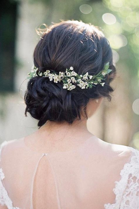 Updo With Flowers, Wedding Updos For Medium Hair, Kingscote Barn, Low Updo, Wedding Updos, Braided Bun Hairstyles, Up Dos, Up Dos For Medium Hair, Best Wedding Hairstyles