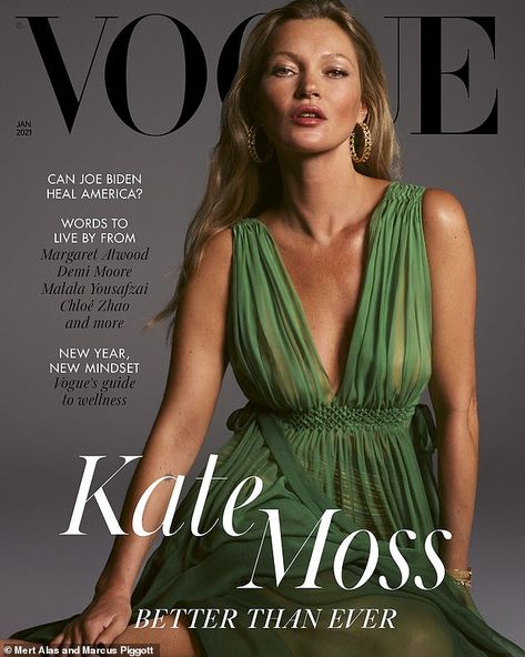 Kate Moss, 46, shows off her age-defying beauty in stunning Vogue cover shoot | Daily Mail Online Alas Marcus Piggott, Mert And Marcus, Celine Dress, Vogue British, Vogue Magazine Covers, Magazine Vogue, Led Fashion, Fashion Cover, Vogue Covers