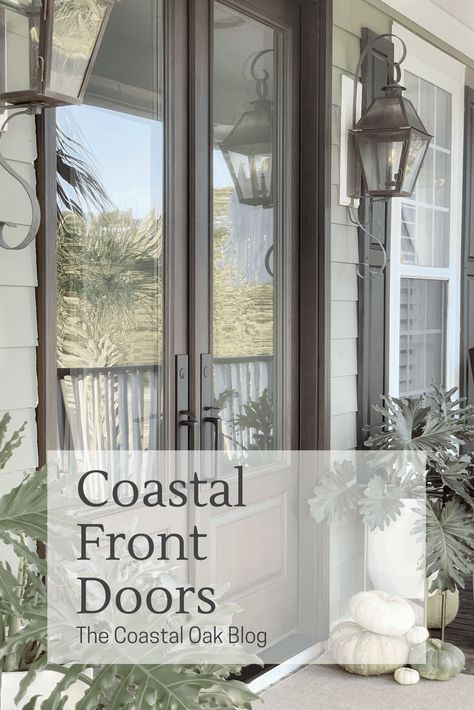 Sharing our new double front doors and why we chose fiberglass front doors with 3/4 glass panels that look like wood. We selected rustic cherry woodgrain from the Architectural Collection by JELD-WEN, which are double glass front doors. Doors that are low maintenance and energy efficient. #coastalhome #frontdoor #doublefrontdoors #fiberglassdoors #glassdoors #glassfrontdoor #modernfrontdoor #moderndoors #customfrontdoors #jeldwendoors #jeldwen Fromt Doors, Jeld Wen Doors, French Entry Doors, Single Front Door, Glass Front Doors, Replacing Front Door, Glass Porch, Fiberglass Exterior Doors, Double Doors Exterior