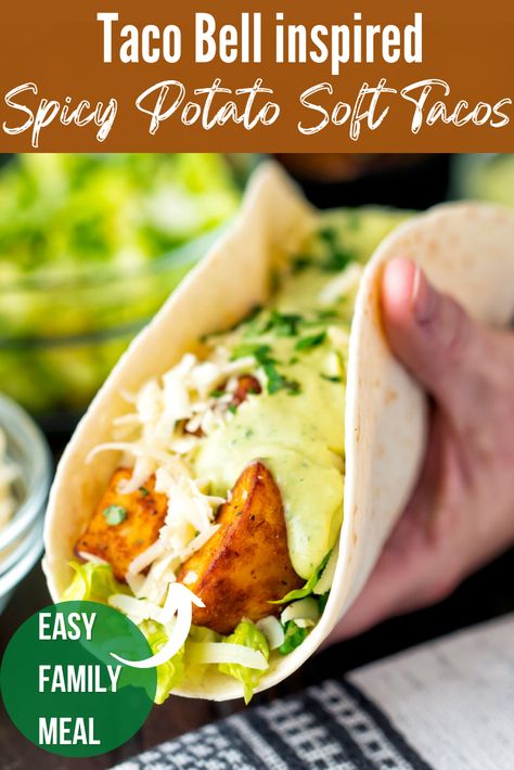 Potato Soft Tacos, Taco Bell Potatoes, Mind Recipes, Soft Tacos Recipes, Taco Spice Blend, Taco Bell Recipes, Vegetarian Ideas, Potato Tacos, Soft Tacos