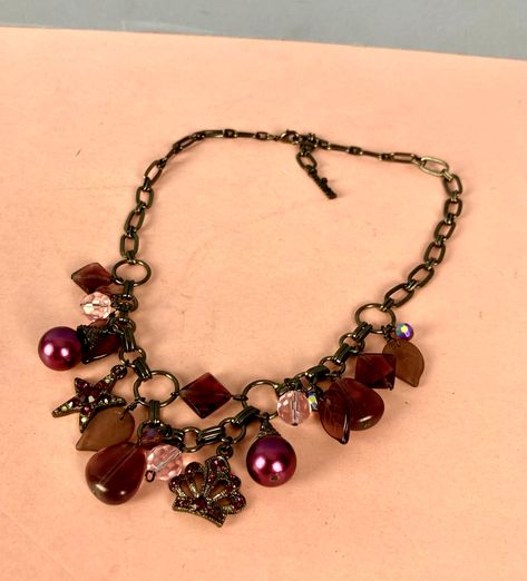 Vintage Mikey Charm Necklace, Purple, Beaded, Stars, Choker, 90s, Statement Good Condition Whimsigoth Jewelry, Choker 90s, 90s Necklace, Beaded Stars, Purple Beaded, Necklace Purple, Chain Styles, Little Gifts, Charm Necklace