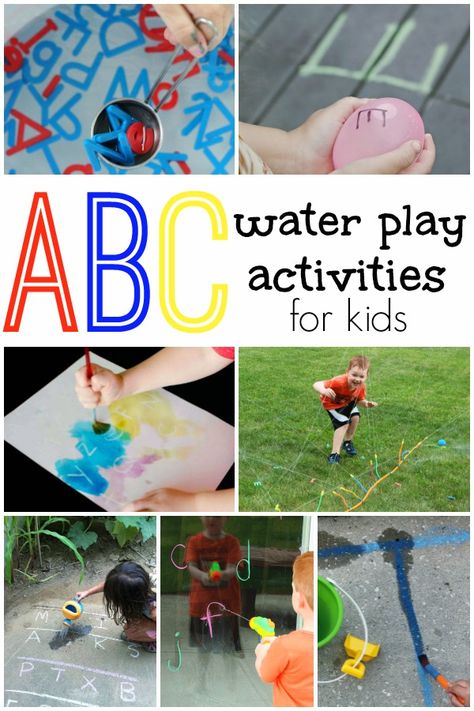 Water Play Alphabet Activities - Fantastic Fun & Learning Preschool Alphabet Activities, Water Activities For Kids, Toddler Alphabet, Kid Activites, Water Play Activities, Water Play For Kids, Play Preschool, Water Transport, Alphabet Centers