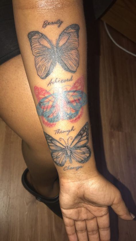 Butterfly Arm Sleeve, Girly Sleeve Tattoo, Tattoo Filler Ideas, Tattoos Black Women, Girl Thigh Tattoos, Cute Tattoos On Wrist, Tattoo Filler, Tattoo Now, Tattoos For Black Skin