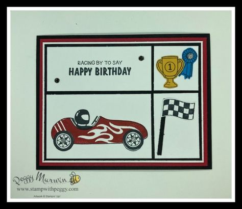 Racing By, Card Sketch Challenge, Birthday, Stamp with Peggy Racing By Stampin Up Cards, Guy Birthday, Car Cards, Cascading Card, Sketch Template, Cards Masculine, Card Sketches Templates, Stamping Projects, Dsp Cards