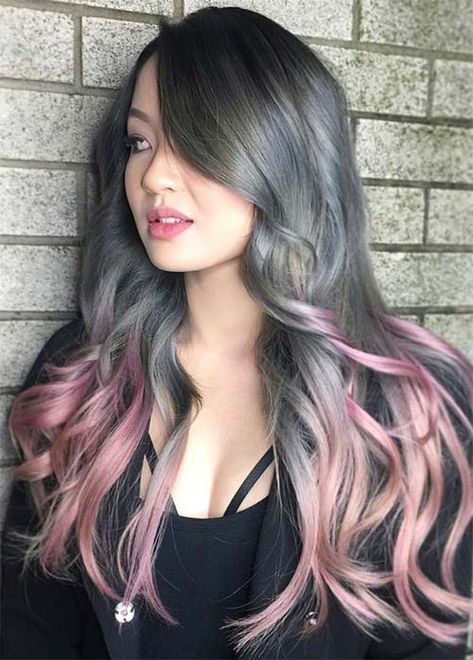 85 Silver Hair Color Ideas and Tips for Dyeing, Maintaining Your Grey Hair | Fashionisers© Grey Hair Color Silver, Black And Grey Hair, Hair Color Asian, Grey Hair Dye, Dyed Hair Pastel, Silver Hair Color, Silver Grey Hair, Looks Party, Hair Color Highlights