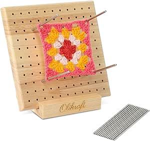 Standard Crochet Blocking Board with 15 pins – Bamboo Wood, 0.5" Spacing – Perfect for Granny Squares, Essential Crochet Supplies, Blocking Boards for Crochet Projects, Crochet Accessories (5 inches) Crochet Blocking, Crochet Blocking Board, Knitting Blocking, Uk Shopping, Large Knitting, Crochet Tools, Crochet Supplies, Crochet Blocks, Crochet Square