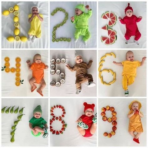 Monthly Baby Milestones Photo Ideas, Baby 9 Months Photography, Monthly Milestone Pictures, Baby Milestones Pictures, Idee Babyshower, Monthly Baby Pictures, Baby Milestone Photos, Monthly Baby Photos, Baby Pictures Newborn