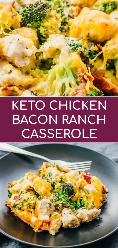 Keto Chicken Bacon Ranch Casserole, Keto Chicken Bacon Ranch, Keto Chicken Bacon, Keto And Gluten Free, Bacon Ranch Casserole, Casserole Keto, Ranch Casserole, Creamy Ranch Dressing, Chicken Bacon Ranch Casserole