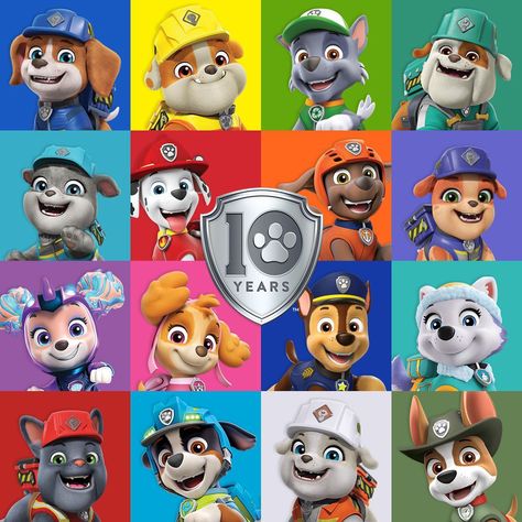 Paw Patrol The Mighty Movie, Paw Patrol Party Decorations, Paw Patrol Movie, Paw Patrol Cartoon, Kids Decals, Happy 10th Anniversary, Paw Patrol Characters, Paw Patrol Toys, Anime Music Videos