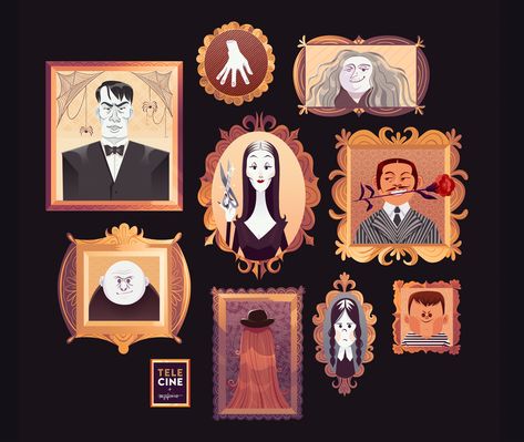 Addams Family Cartoon, Addams Family Tv Show, Addams Family Wednesday, Adams Family, Halloween Artwork, Family Cartoon, Tv Network, Halloween Illustration, Family Illustration