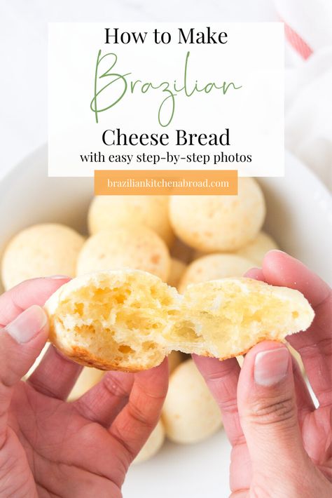 Brazilian Cheese Bread Recipe, Brazilian Snacks, Brazilian Cheese Bread, Cheese Bread Recipe, Cheese Buns, Spanish Recipes, Work Lunches, Gf Recipes, Cheese Flavor