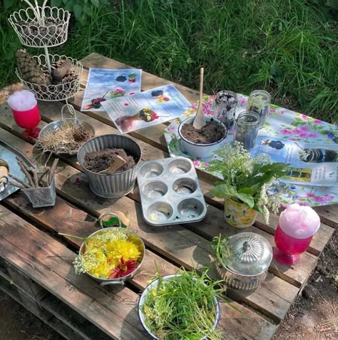 Outdoor Experiences Childcare, Provocation Ideas, Fiesta Flowers, Montessori Crafts, Nature Cake, Childcare Rooms, Forest School Activities, Plant Activities, Outdoor Nursery