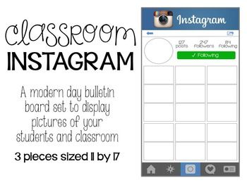 Classroom Instagram {Bulletin Board} TPT Freebie! Instagram Bulletin Board, Classroom Instagram, Community Bulletin Board, Middle School Classroom Decor, Birthday Bulletin Boards, Teacher Boards, Bulletin Board Sets, Teaching Time, First Year Teachers