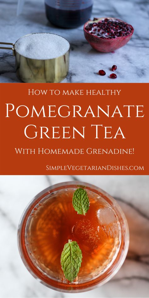 Grenadine Recipe, Healthy Green Tea, Homemade Grenadine, Simple Vegetarian Recipes, Tea Homemade, Pomegranate Green Tea, Pomegranate Tea, Iced Tea Recipes, Sheet Pan Dinners