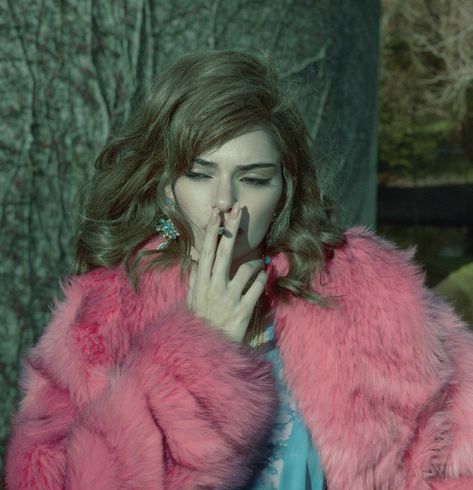 Kendall Jenner smoking Vogue Italia, Kendall Jenner, Fur Coat, Vogue, Pink, Instagram