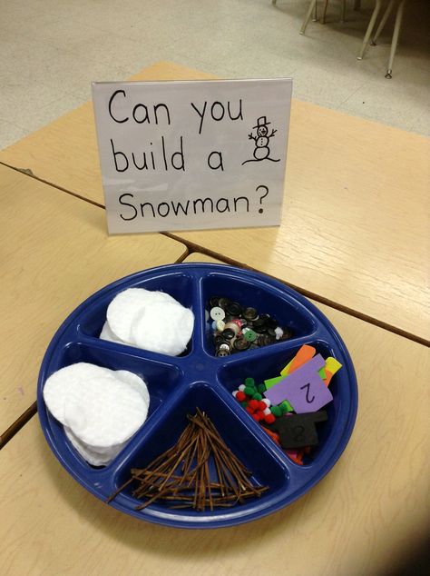 Winter Provocations Kindergarten, Snowman Eyfs Activities, Winter Discovery Center Preschool, Winter Eyfs Activities Ideas, Winter Loose Parts, Winter Provocations Reggio, Winter Activities Eyfs, Winter Pre K Activities, Winter Montessori Activities