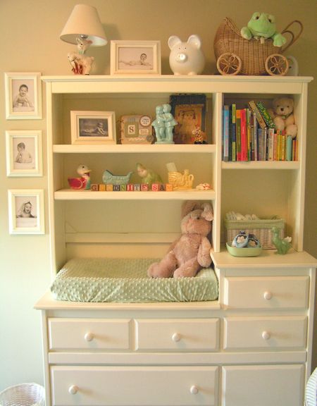 Cute white changing table with shelves. Would look adorable for either a little girl's or a little boy's nursery. Nursery Changing Tables, Book Shelf Nursery, White Changing Table, Shelf Nursery, Nursery Changing Table, Baby Table, Baby Changing Station, Changing Tables, Baby Changing Table