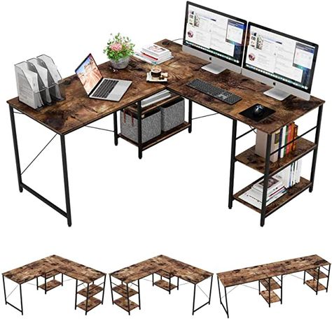 Amazon.com: L Shaped Desk Large L Shaped Desk, Desk With Shelves, Large Computer Desk, Table Pc, L Shaped Corner Desk, Corner Desk Office, L Desk, Long Desk, Computer Desks